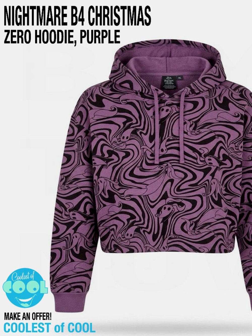 Disney Nightmare Before Christmas Zero dog Hoodie Size 3X Ghost Purple Crop NWT